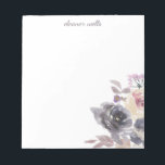 Elegantes Personalisiertes Blumengestationssystem Notizblock<br><div class="desc">Personalisiertes Notizblock mit elegantem Aquarell-Blumendesign in lila und grau.</div>