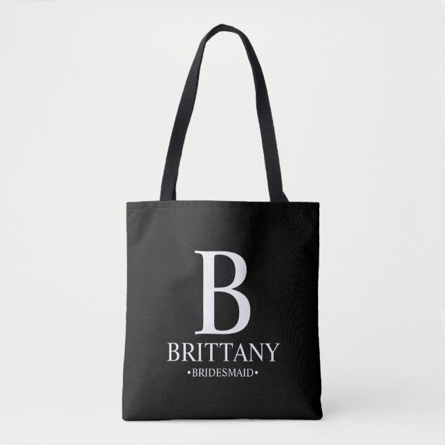 Elegantes Personalisiertes Bridesmaid Monogramm un Tasche (Vorderseite)