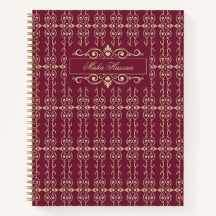 Elegantes personalisiertes burgunderrotes und gold notizbuch