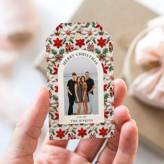Elegantes Personalisiertes Foto Geschenkanhänger (Merry Christmas Personalized Photo Gift Tag)