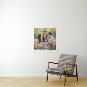Elegantes personalisiertes Foto - Glückliche Famil Wandteppich