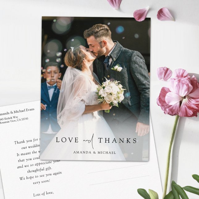 Elegantes Personalisiertes Foto Hochzeit Danke Postkarte (Von Creator hochgeladen)