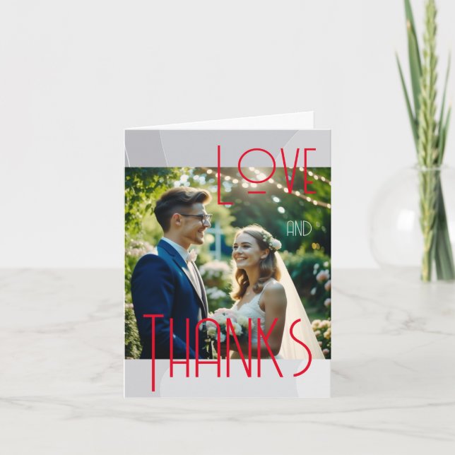 Elegantes Personalisiertes Foto Hochzeit Dankeschö Dankeskarte (Vorderseite)