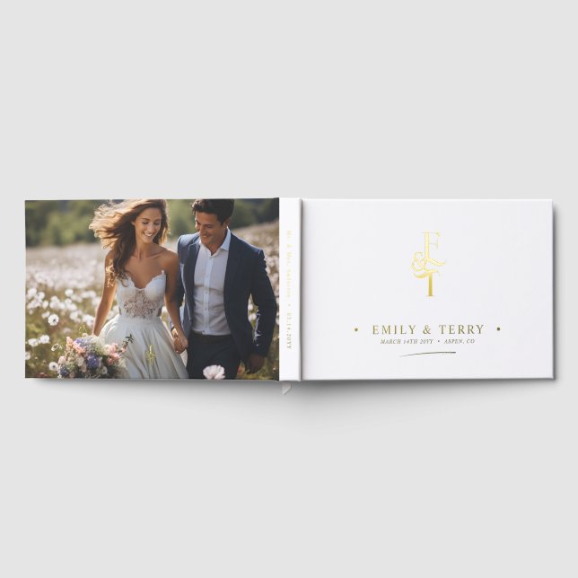 Elegantes Personalisiertes Foto Wedding Monogram G Gästebuch (Voll)