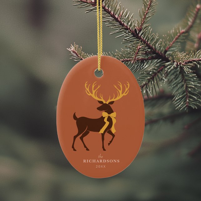 Elegantes Personalisiertes Foto Weihnachten Keramik Ornament (Shown on a ceramic oval ornament)