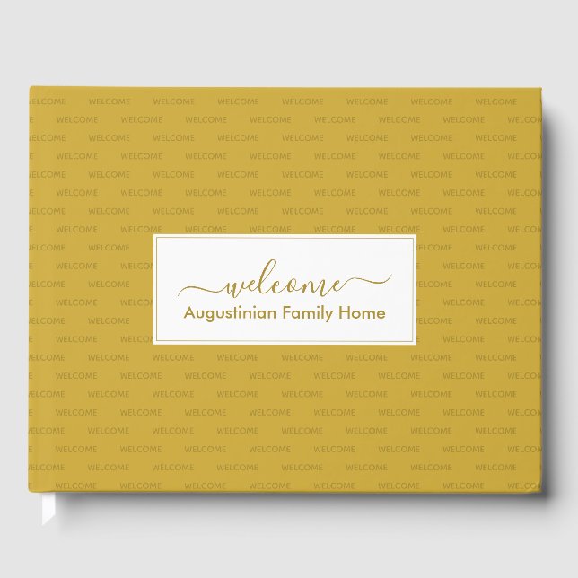 Elegantes Personalisiertes Gold WELCOME Gästebuch (Vorderseite)