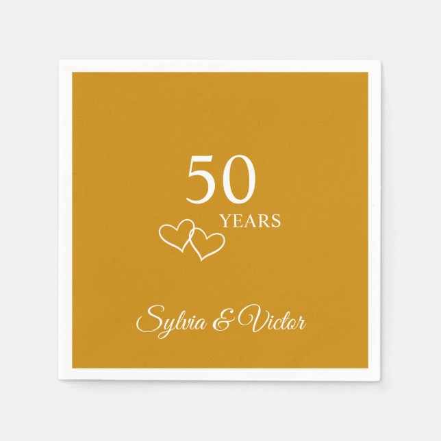Elegantes Personalisiertes Golden 50-jähriges Part Serviette (Vorderseite)