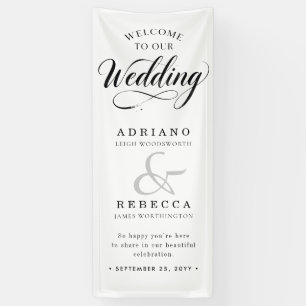 Elegantes personalisiertes Hochzeits-Willkommensba Banner