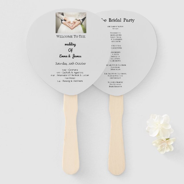 Elegantes Personalisiertes Hochzeitsprogramm Handf Fächer (Vorne und Hinten)