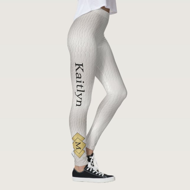 Elegantes Personalisiertes Imitat Weißes Leder Leggings (Rechts)