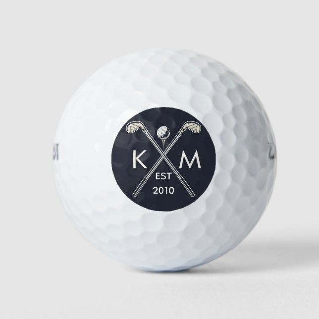 Elegantes, personalisiertes Mongram-Design des Gol Golfball (Vorderseite)