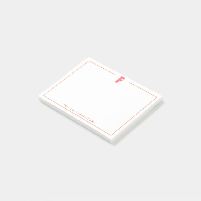 Elegantes personalisiertes Monogramm 3D Buchstabe  Post-it Klebezettel (angewinkelt)