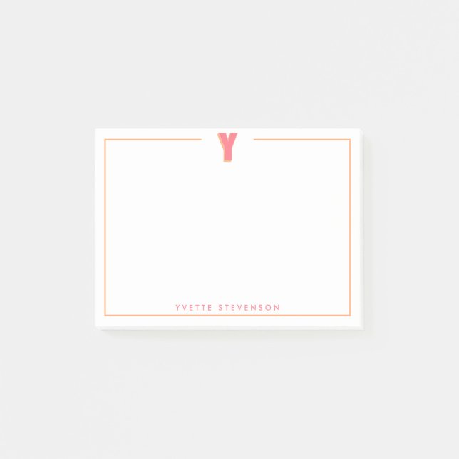 Elegantes personalisiertes Monogramm 3D-Buchstabe  Post-it Klebezettel (Vorderseite)