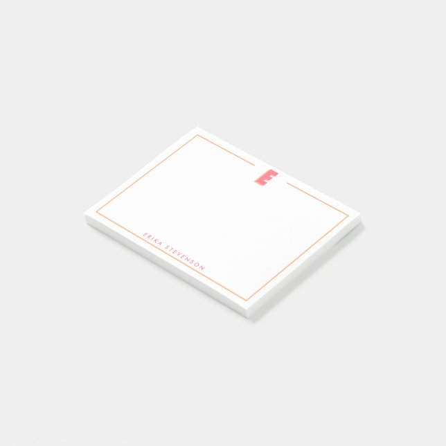 Elegantes personalisiertes Monogramm 3D Buchstabe  Post-it Klebezettel (angewinkelt)