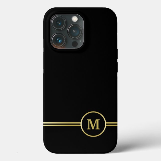Elegantes, Personalisiertes Monogramm auf schwarz Case-Mate iPhone Hülle (Rückseite)