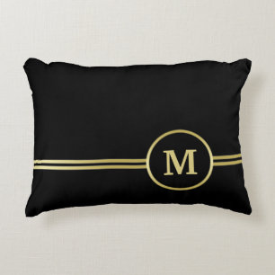 Elegantes, Personalisiertes Monogramm auf schwarz Dekokissen