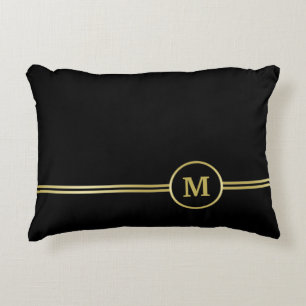 Elegantes, Personalisiertes Monogramm auf schwarz Dekokissen