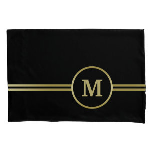 Elegantes, Personalisiertes Monogramm auf schwarz Kissenbezug