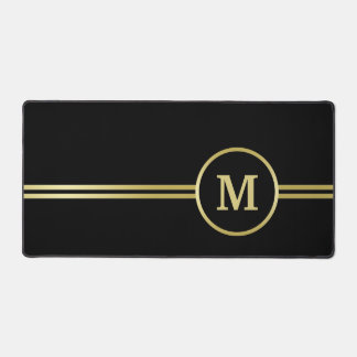 Elegantes, Personalisiertes Monogramm auf schwarz Schreibtischunterlage