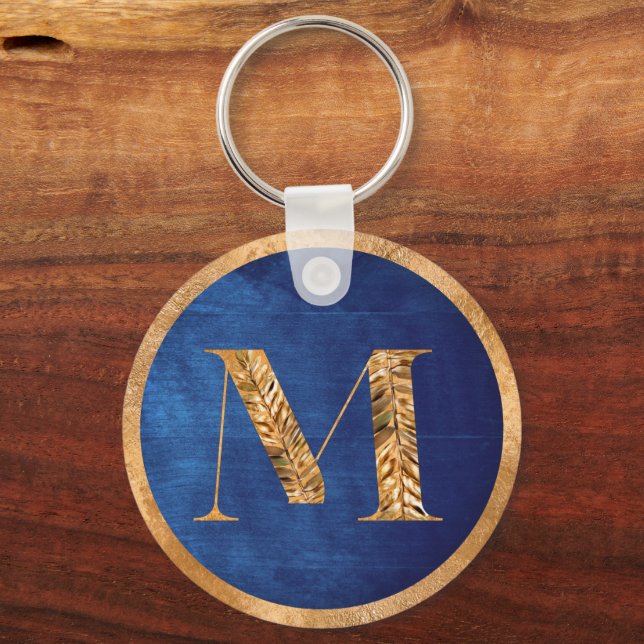 Elegantes Personalisiertes Monogramm aus Gold und  Schlüsselanhänger (Vorderseite)