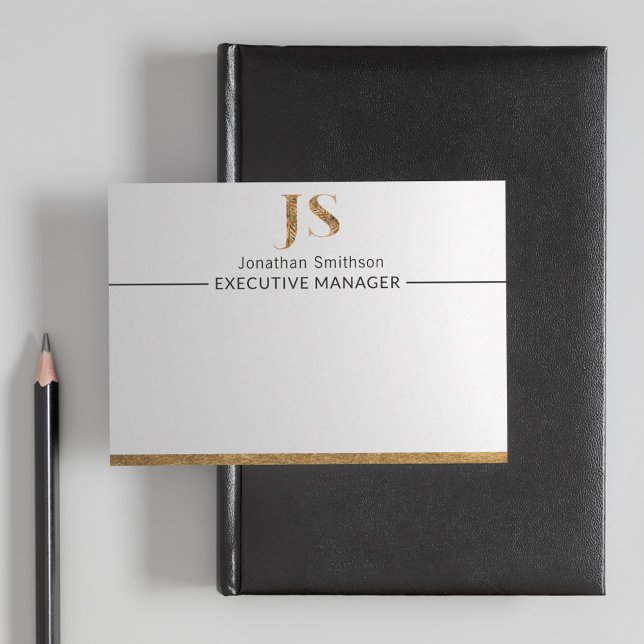 Elegantes Personalisiertes Monogramm aus Weiß und  Mitteilungskarte (Von Creator hochgeladen)