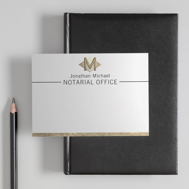 Elegantes Personalisiertes Monogramm aus Weiß und  Mitteilungskarte (Von Creator hochgeladen)