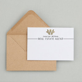 Elegantes Personalisiertes Monogramm aus Weiß und Mitteilungskarte