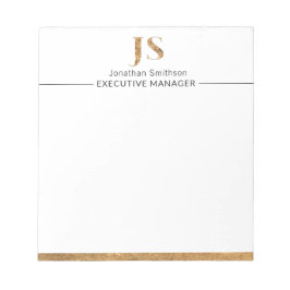 Elegantes Personalisiertes Monogramm aus Weiß und  Notizblock