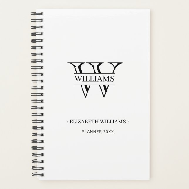 Elegantes Personalisiertes Monogramm und Namenspla Planer (Vorderseite)