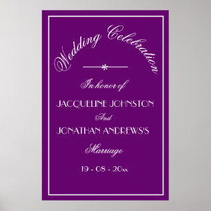 Elegantes personalisiertes Namenschilder Hochzeit  Poster