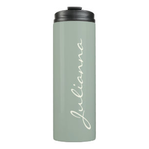Elegantes personalisiertes Schriftzug-Name Salbeig Thermosbecher