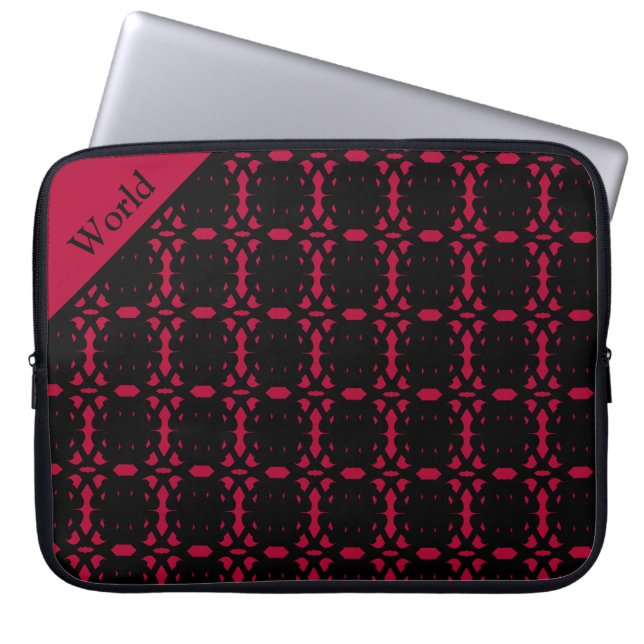 Elegantes Personalisiertes Schwarz-Rot-Abstraktes  Laptopschutzhülle (Vorderseite)