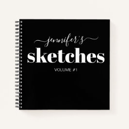 Elegantes Personalisiertes schwarzes Sketchbook -  Notizbuch