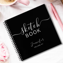 Elegantes Personalisiertes schwarzes Sketchbook - 