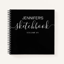 Elegantes Personalisiertes schwarzes Sketchbook -  Notizbuch