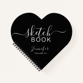 Elegantes Personalisiertes schwarzes Sketchbook -  Notizbuch