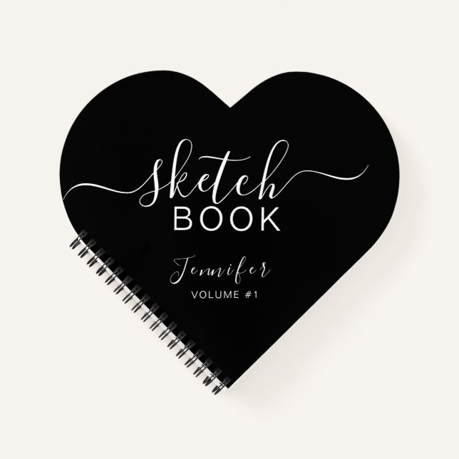 Elegantes Personalisiertes schwarzes Sketchbook -  Notizbuch (Vorderseite)
