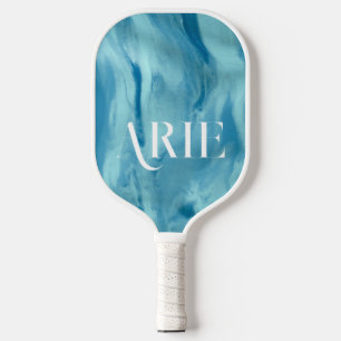 Elegantes Personalisiertes Wavy Blue Muster Pickleball Schläger
