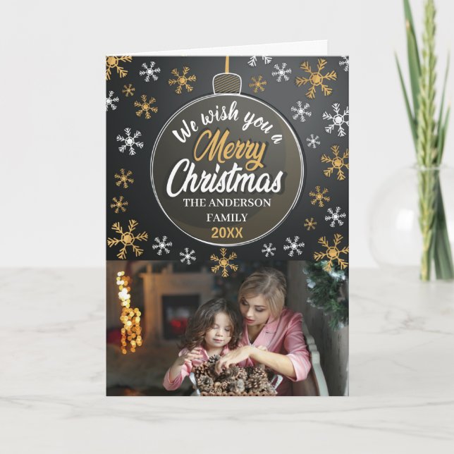 Elegantes Personalisiertes Weihnachtsbaumelt Custo Feiertagskarte (Vorderseite)
