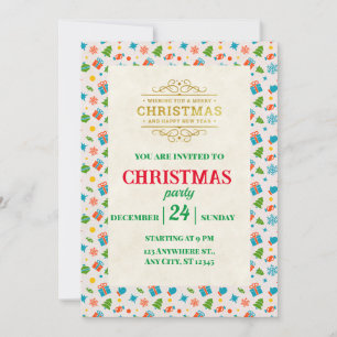 Elegantes Personalisiertes Weihnachtsfest-Muster Einladung