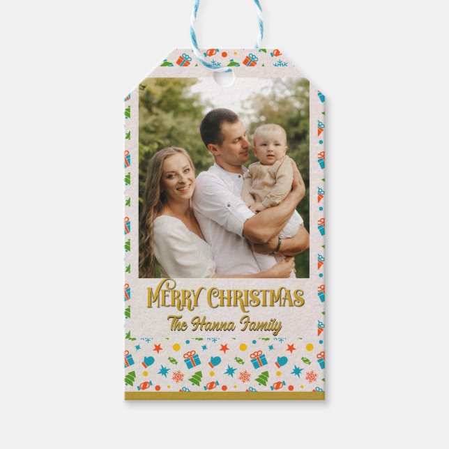 Elegantes Personalisiertes Weihnachtsfest-Muster Geschenkanhänger (Vorderseite)