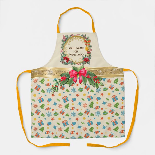 Elegantes Personalisiertes Weihnachtsfest-Muster Schürze (Vorderseite)