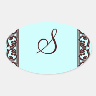 Elegantes persönliches Monogramm in Schokolade und Ovaler Aufkleber