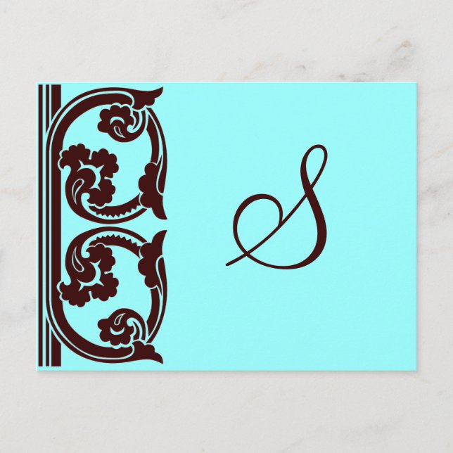 Elegantes persönliches Monogramm in Schokolade und Postkarte (Vorderseite)