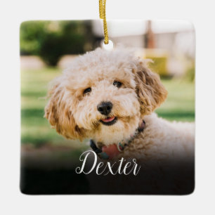 Elegantes Pet-Memorial Foto Cat Dog Square Keramikornament