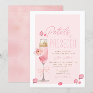 Elegantes Petals und Prosecco-Brautparty Einladung