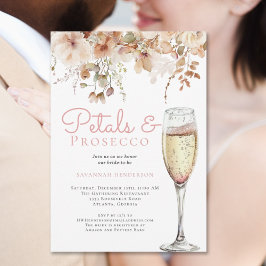 Elegantes Petals und Prosecco Brautparty Einladung