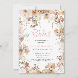 Elegantes Petals und Prosecco Brautparty Einladung