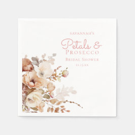 Elegantes Petals und Prosecco Brautparty Serviette