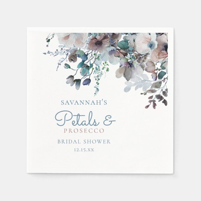 Elegantes Petals und Prosecco Brautparty Serviette (Vorderseite)